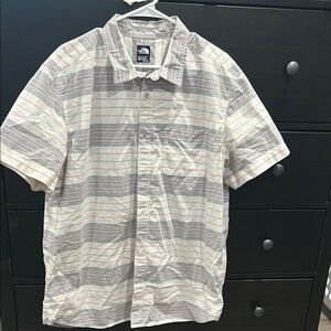 The North Face White and Gray Casual Button Down Shirt